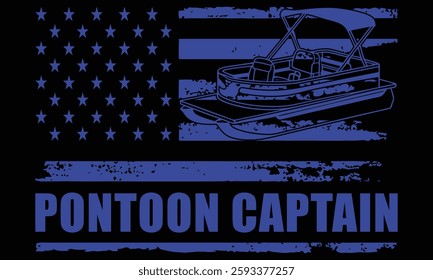 Pontoon Grandpa Captain Funny Boating Fathers Day Gift T-Shirt, Pontoon Captain 4th of July Pontoon Boat T-Shirt Design.