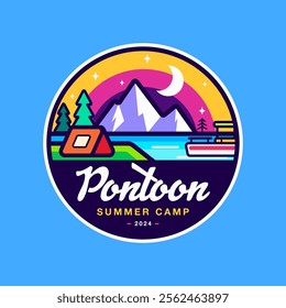 pontoon outdoor explore badge design