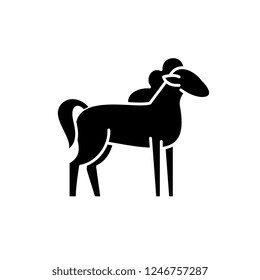 Pony black icon, vector sign on isolated background. Pony concept symbol, illustration 