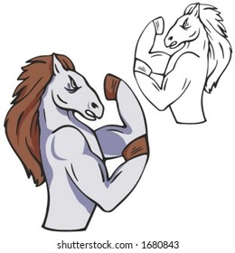 Pony Boxing Mascot for sport teams. Great for t-shirt designs, school mascot logo and any other design work. Ready for vinyl cutting.