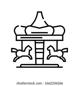 Pony carousel line icon, concept sign, outline vector illustration, linear symbol.