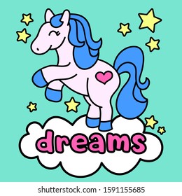 PONY DREAMS, SLOGAN PRINT VECTOR