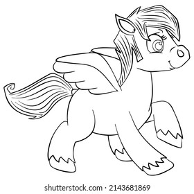 Pony. Element for coloring page. Cartoon style.