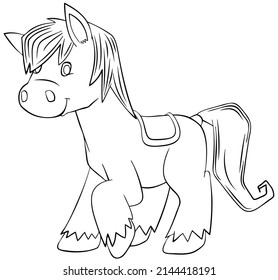 Pony. Element for coloring page. Cartoon style.