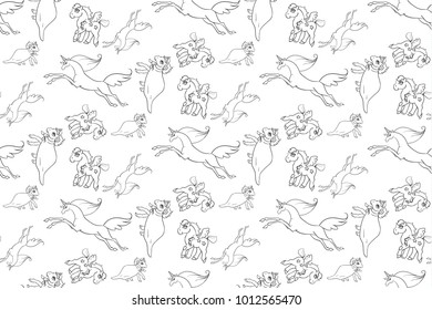 pony kids pattern for coloring vector seamless texture
