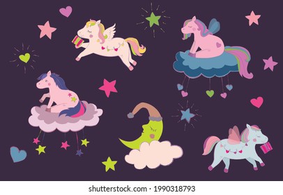 
Pony pattern. Bright cute horses