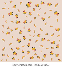 Pony and Rainbow Kids Seamless Pattern