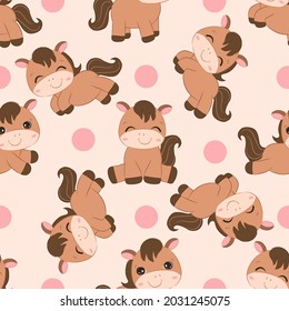 pony seamless pattern perfect for wallpaper, backgrounds, invitations, packaging design projects. 
Surface pattern design.