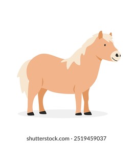 Pony simple vector illustration. Cute pony cartoon clipart, animal in flat style. Farm animals concept, rural farming. Livestock animal pony vector design isolated on white background