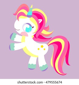 Pony Unicorn. Magic rainbow unicorn. Unicorn toy with multicolored mane. Children's character.