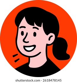 ponytail girl avatar profile picture image icon illustration vector UI red