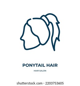 Ponyschwanzhaar-Symbol Lineare Vektorgrafik aus der Haarsalonsammlung. Umrisse Ponyschwanz Haar Symbol Vektorgrafik. Dünnliniensymbol für Web- und mobile Apps, Logo, Printmedien.