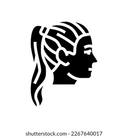 ponytail hairstyle female glyph icon vector. ponytail hairstyle female sign. isolated symbol illustration
