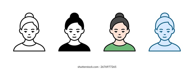 Ponytail Icon Set Multiple Style Collection