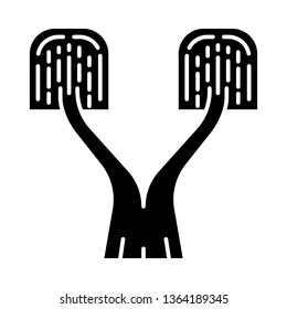 Ponytail palm glyph icon. Beaucarnea recurvata. Ornamental garden plant. Silhouette symbol. Negative space. Vector isolated illustration