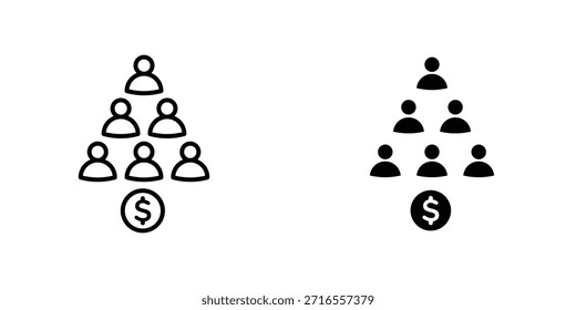 Coleção de design de ícone do esquema Ponzi. Sinal e símbolo vetorial para designs de interface do usuário