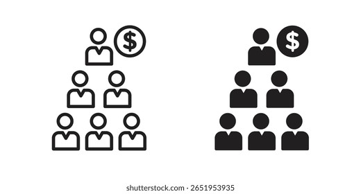 Ícone do esquema Ponzi. conjunto de símbolos vetoriais modernos