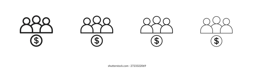 Ponzi esquema ícone conjunto, Ilustração, Preto