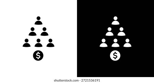 Ponzi ícone esquema silhueta vetor plana ilustração design pack.