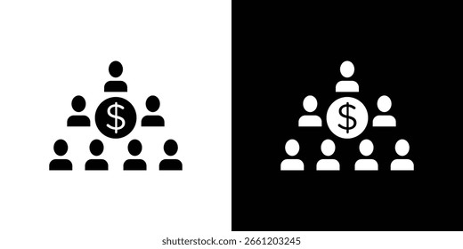 Symbol des Ponzi-Schemas in schwarz-weißer Farbe. Silhouette Styles.
