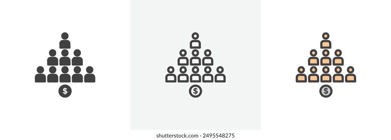Icono de esquema Ponzi colección sobre fondo blanco.