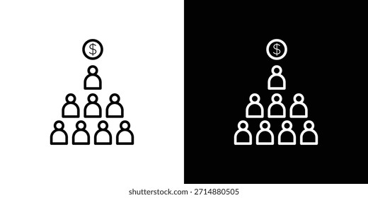 Icono de esquema Ponzi en estilo de línea de trazo de moda. Conjunto de Vector de icono de Sitio web.