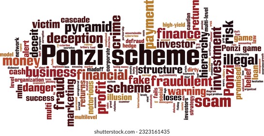 Ponzi scheme word cloud concept. Collage made of words about Ponzi scheme. Vector illustration