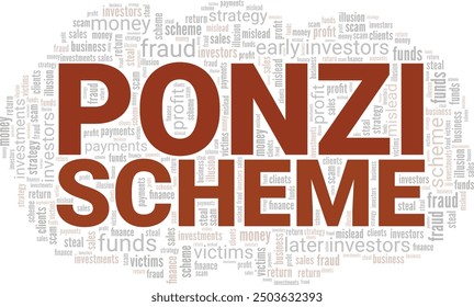 Ponzi Scheme word cloud conceptual design isolated on white background.