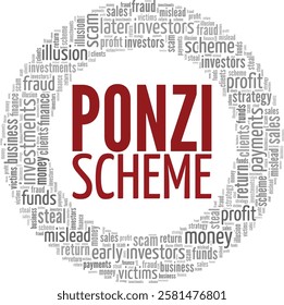 Ponzi Scheme word cloud conceptual design isolated on white background.