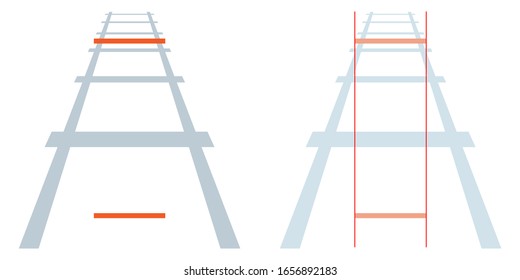 Ponzo illusion. Both of the horizontal orange lines are the same length.