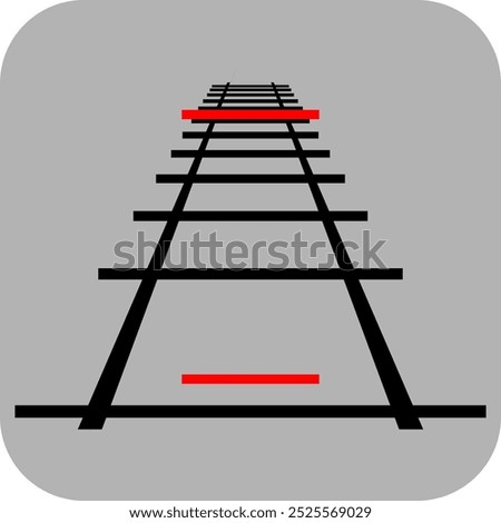 Ponzo illusion. Vector graphic optical illusion. The red line at the front of the track looks much smaller than the line at the back, but they are the same size