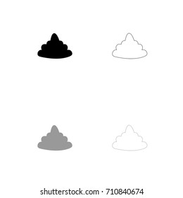 Poo black and grey set icon .