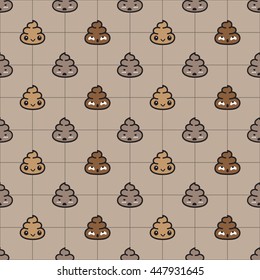 Poo Cartoon doodle vector illustration Seamless Pattern isolated wallpaper background