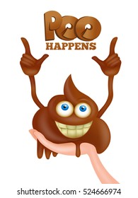 Poo Emoji Cartoon Smiley Funny Character. Vector Illustration