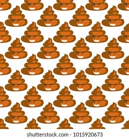 Poo emoji pattern. Poop fun humor seamless background.