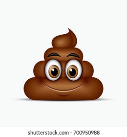 Poo emoticon, emoji - poop face - vector illustration