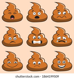 poo emoticon set with different expression