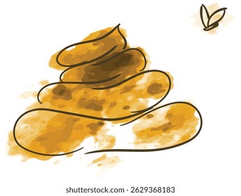 A poo with fly illustrator