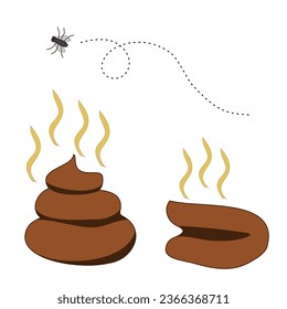 Poo y mosca con fondo blanco