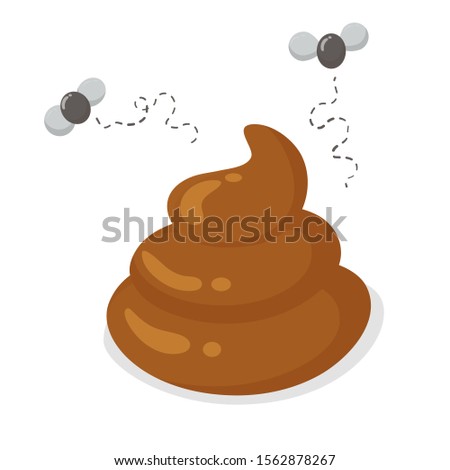 Poo Icon. Yellow stool vector That smelled bad for the flies that flew near. isolate on the White Background.
