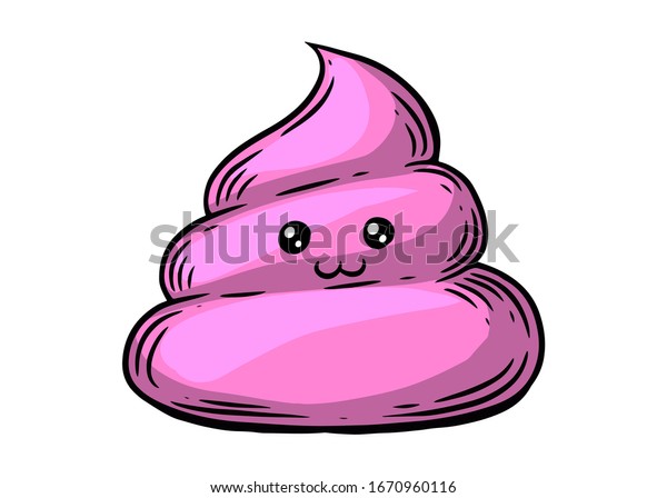 うんちのイラスト 手描きのかわいいピンクのウンチの排泄物漫画ベクター画像 のベクター画像素材 ロイヤリティフリー 1670960116