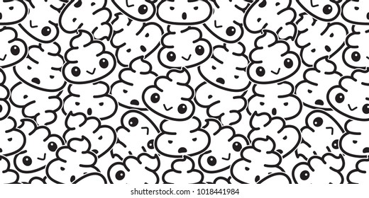Poo Seamless pattern vector Cartoon isolated doodle illustration wallpaper background white
