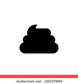 Poo vector icon, shit symbol. Simple, flat design for web or mobile app