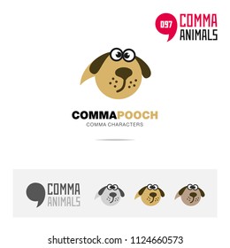Pooch animal concept icon set and modern brand identity logo template and app symbol based on comma sign