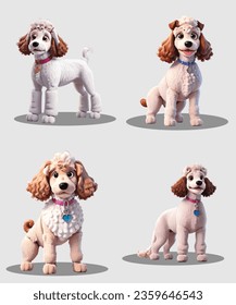 Poodle Dog 3D Animation Vector Design