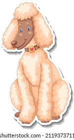 Poodle dog animal cartoon sticker illustration