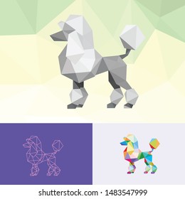 POODLE DOG ANIMAL PET POP ART LOW POLY LINE LOGO ICON SYMBOL. TRIANGLE GEOMETRIC POLYGON