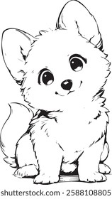 poodle dog breeds vector silhouette, Cute Pupy Colouring pages for kids and adults, 