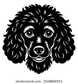 Poodle dog head vector silhouette art illustration