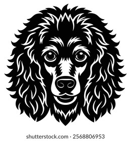 Poodle dog head vector silhouette art illustration